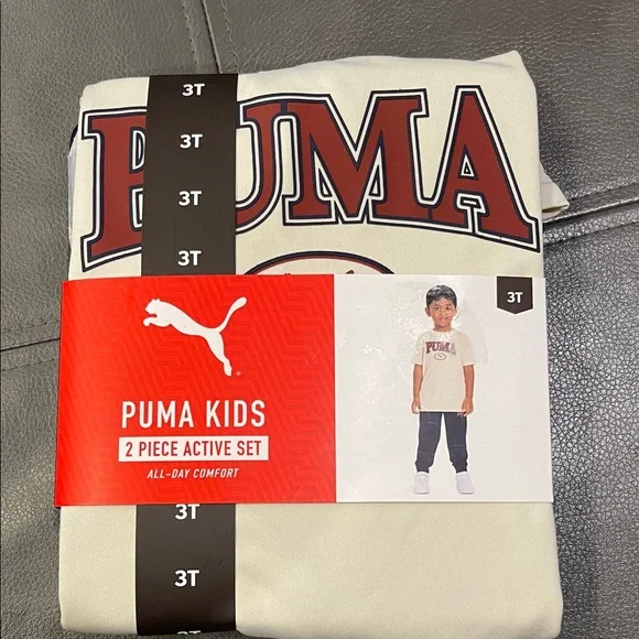 Puma Kids Cream and Red Active Set
