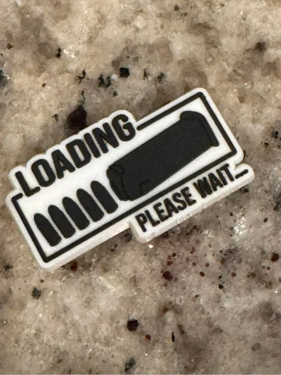 CROCS Black and White Loading 'Please Wait' Jibbitz Charm