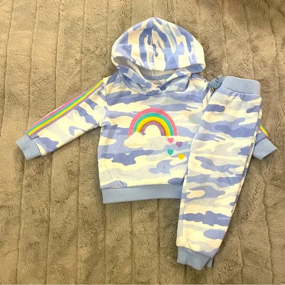 18 Months Kids Headquarters Blue Camouflage Sweatsuit, Fleece Lined, Hooded