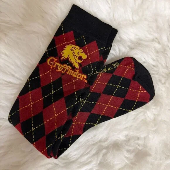 Harry Potter Gryffindor Argyle Socks Bold Red Black Wizard Style