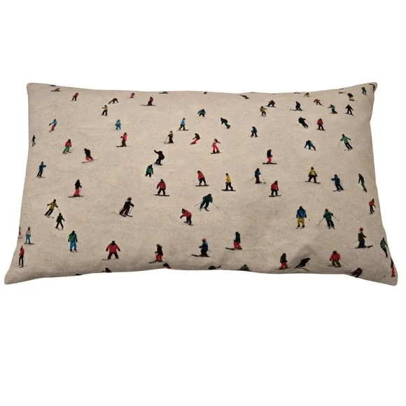 Coast & Valley Down Pillow Skiers Snowboarder Throw Pillow France Winter Whimsy