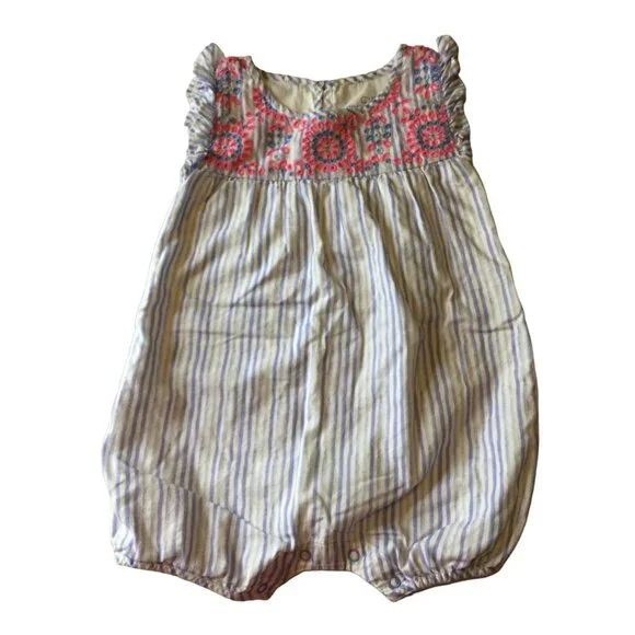 Vineyard Vines Baby Romper Striped One Piece Seersucker Size 18-24 M