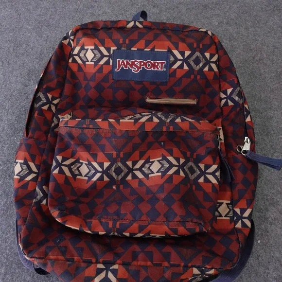 JanSport Digibreak Backpack Aztec Geometric Print Navy Rust JS00T50F Laptop Bag