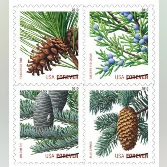 100 Holiday‎ Evergreen 2010 USPS Forever Postage Stamps Postal  Wedding Invites