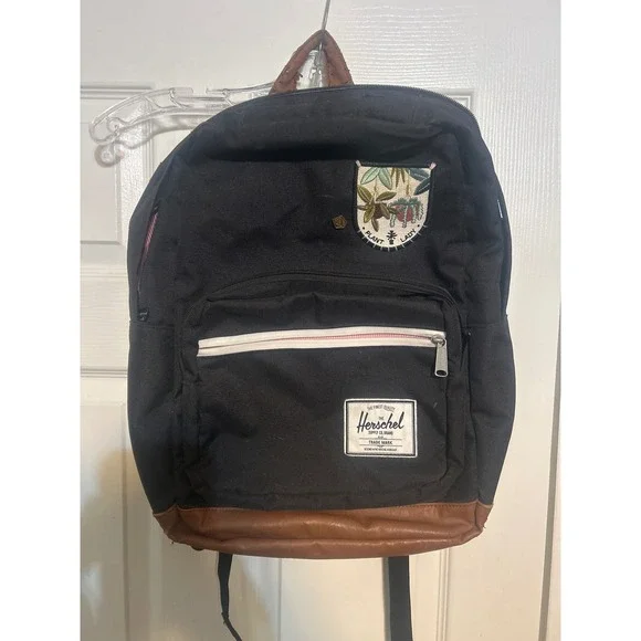 Herschel Supply Co Pop Quiz Backpack Black Brown Plant‎ Lady Patch Laptop Bag
