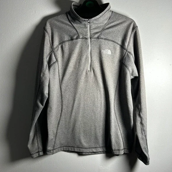 The North Face Mens Fleece Quarter Zip Pullover Gray M M‎ Athletic