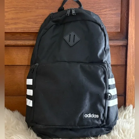Adidas Classic Black and White Stripe Backpack Unisex