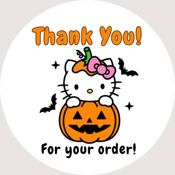 ♥️ 5x25 / 60 Thank you Stickers Halloween Hello Kitty