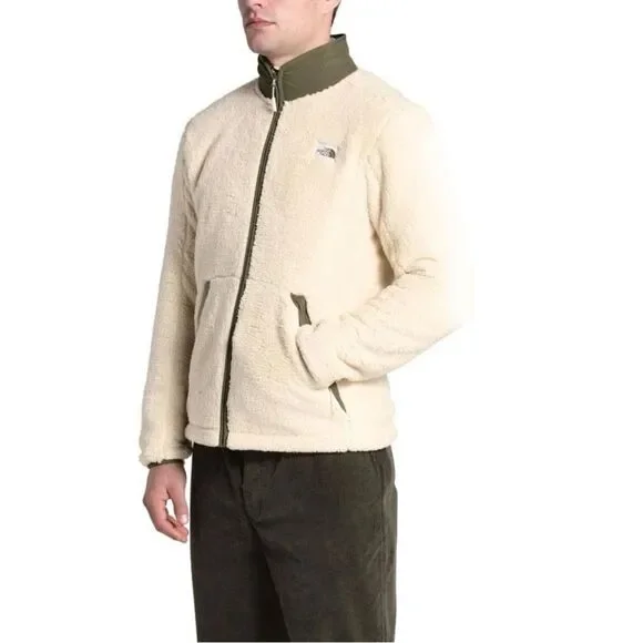 The North Face Cream Sherpa Jacket with Olive Accents