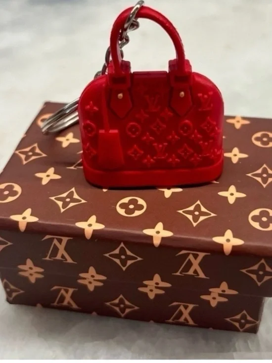 Red Mini Purse Keychain Charm Luxury Style Bag Accessory