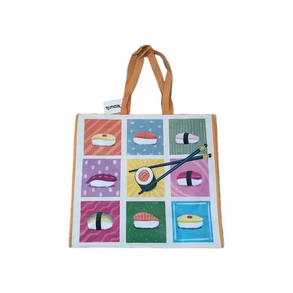Sushi‎ Nigri Orange Collage Shopping Bag Reusable Large Tote Gift TJMaxx New