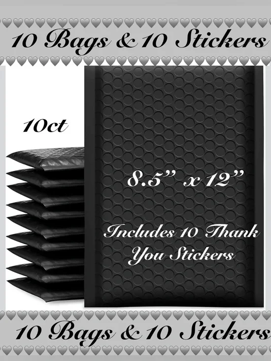 20ct Shipping Package 🆕 10~ 8.5” x 12” bubble mailers 10~Assorted -TY Stickers