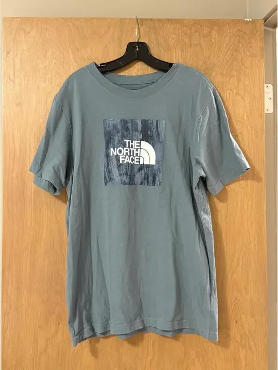 The North Face Box Logo Graphic Tee Men's Large Slate Blue Short Sleeve