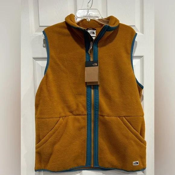The North Face Men’s Large Carbondale Fleece Vest Tan Teal NWT Brown