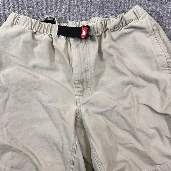 The North Face Shorts Men Small Beige Chino Cotton Elastic Waist Belted 8 Inseam