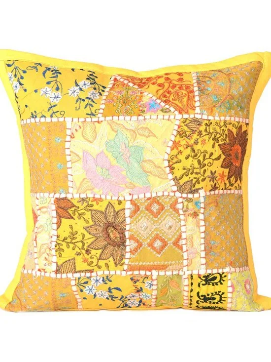 Oussum Pillow Cover Square Decor Cotton Yellow Cushion Cover Patchwork comfort