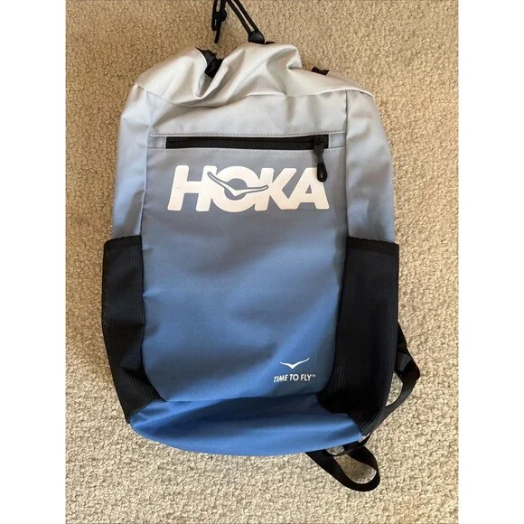 Hoka One Blue One Time To Fly Drawstring Backpack Shoe Bag Lightweight