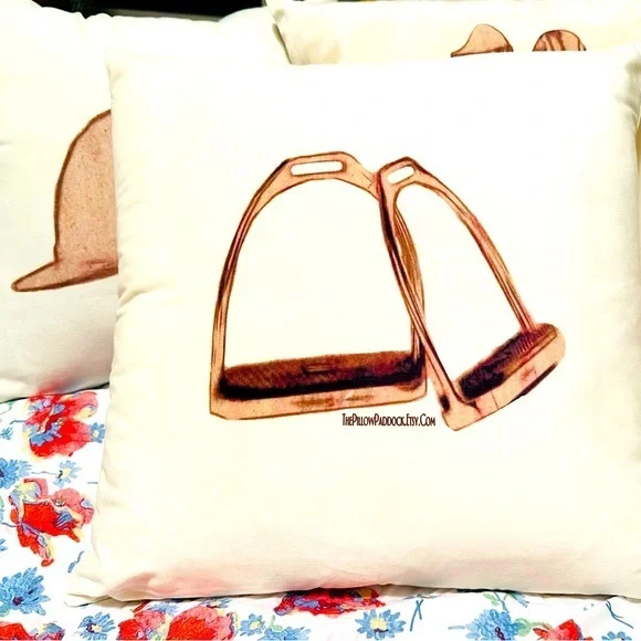 The Vintage Hunt Seat Equestrian themed 18x18 English pillow cover only!! Soft