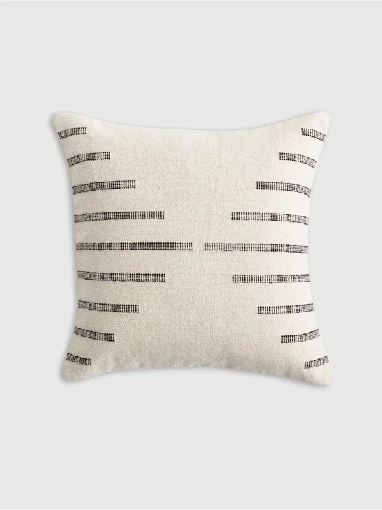 NWOT Cream Throw Pillow with Black Linear Embroidery