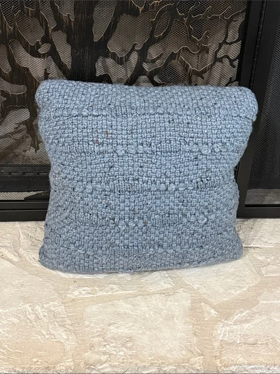 New Light Blue Crocheted Accent Pillow - Retail $25