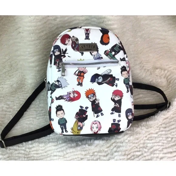 Naruto Backpack Shippuden Allover Chibi Character Faux Leather Mini Tote Bag