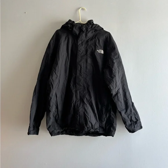 The North Face Hyvent Jacket Mens Size XL Windbreaker Black Full Zip Hooded