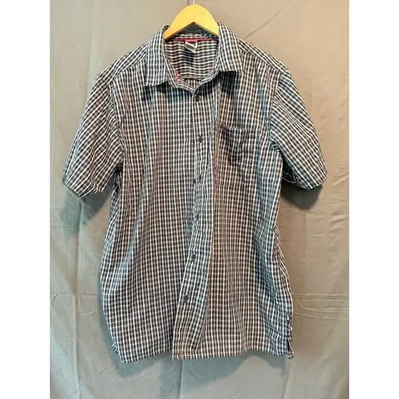 The North Face Men’s Shirt XL Blue Plaid Short Sleeve Cotton Blend Outdoor