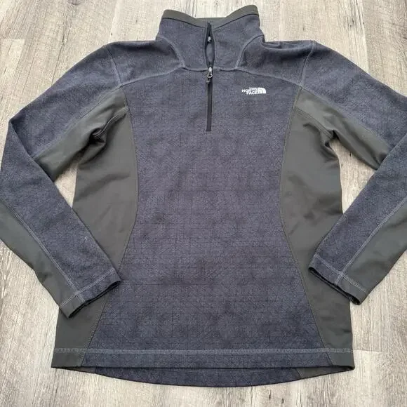 The North Face Activewear 1/4 Zip Pullover Mens Small Blue Cinder Print NF0A37JV
