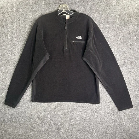 Vintage The North Face Half Zip Fleece‎ Pullover Mens Size Large Black