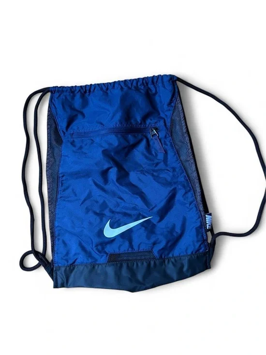 Nike Alpha Adapt Gym Sack Backpack Blue Black Drawstring Mesh Athletic Bag Used