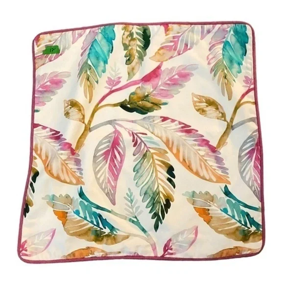 Custom Hot Pink Trimmed Leaf Botanical Print Throw Pillow Covers 22