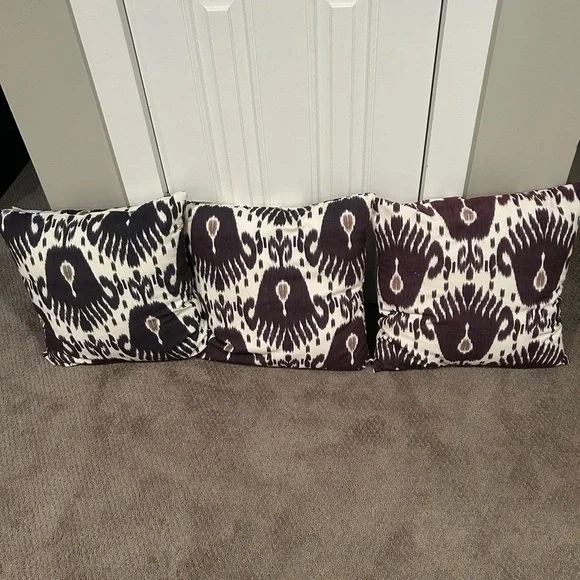 Threshold Brown and cream Accent Outdoor Pillows  18”x19” square set of 3