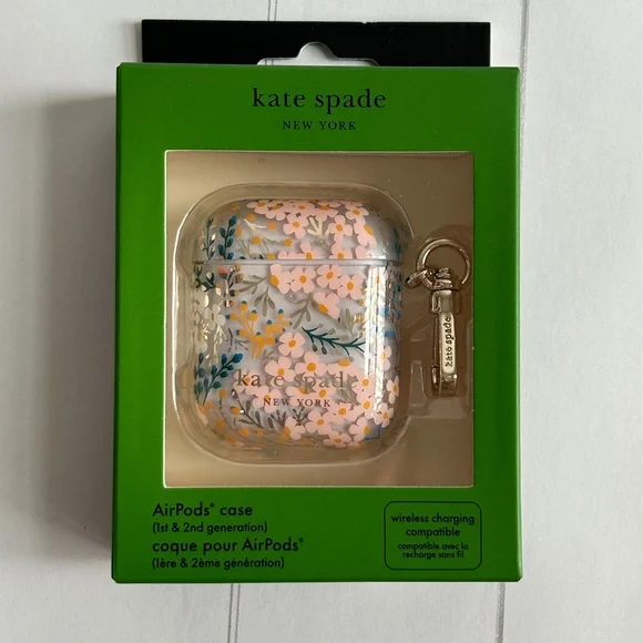 Kate Spade airpods case 1st & 2nd generation clear pink floral girly NEW