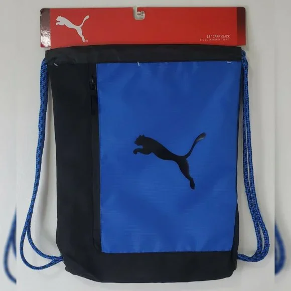 PUMA EVERCAT RUNWAY CARRYSACK BACKPACK MEN ADJUSTABLE STRAPS BLUE W/ ZIP POCKET