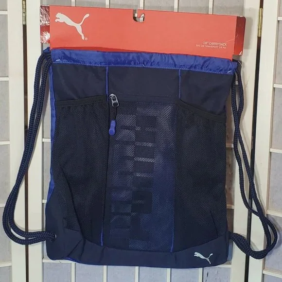 NWT PUMA SPLIT SHIFT CARRYSACK MEN'S BLAC BLUE SCHOOL WORK TRAVEL SPORT BACKPACK