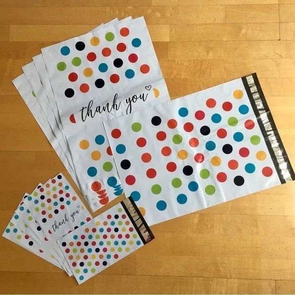 10 Count Polymailer Size Variety Bundle - HAPPY DOTS  (5/6x9 + 5/14x17)