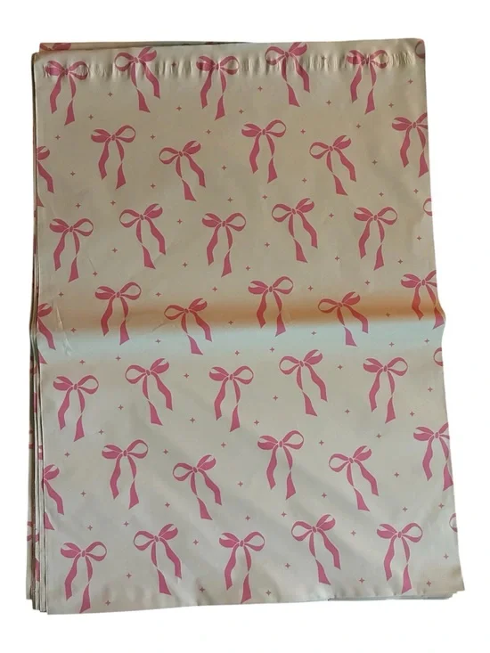 10 Count Pink Bow Pattern Polymailers