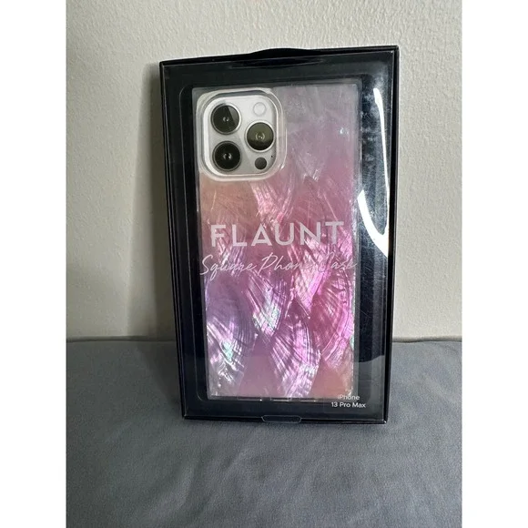 Flaunt Square Phone Case iPhone 13 Pro Max Pink Mother of Pearl Iridescent Shell