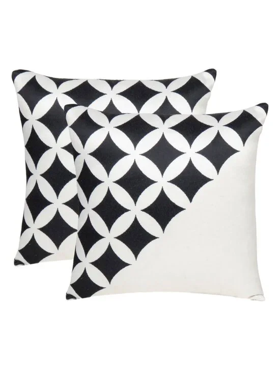 Oussum Accent Pillow Cover Cotton Geometric Cushion Cover Square Set of 2