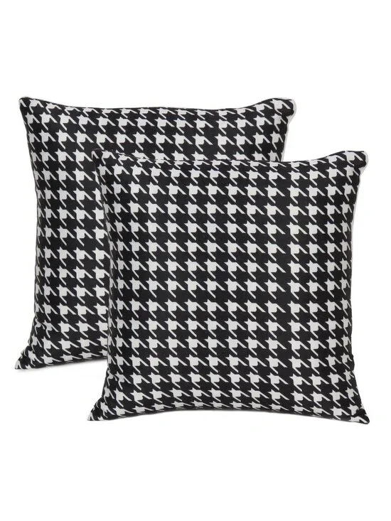 Oussum Houndstooth Vector Pattern Cushion Cover Cotton Sofa Pillow Case Set of 2