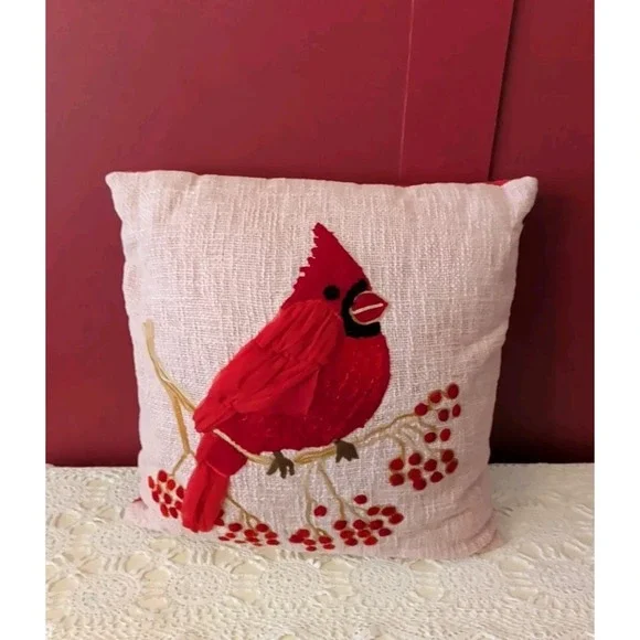 Cardinal Throw Accent Pillow Decor Red Bird 17