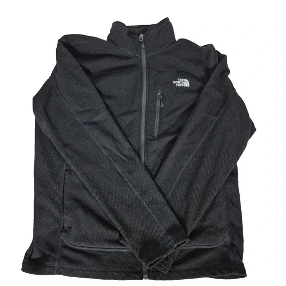 The North Face Fleece Jacket Mens L Black TNF Performance Long Sleeve Full Zip‎