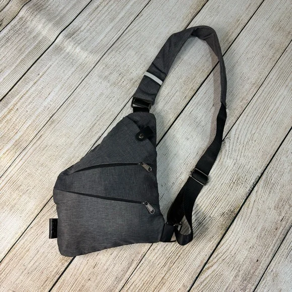 Charcoal Gray Anti Theft Travel Sling Bag Waterproof Crossbody NWOT