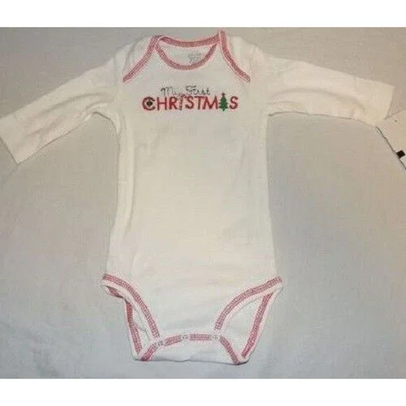 Carters Baby My First Christmas Bodysuit Size Newborn‎ Holiday Long Sleeve Santa