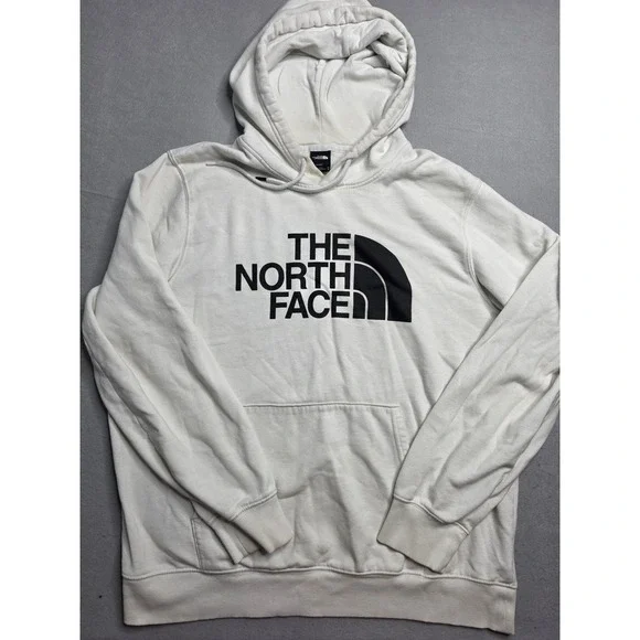The North Face Half Dome Hoodie Men's XL White Graphic Cotton Kangaroo Pocket