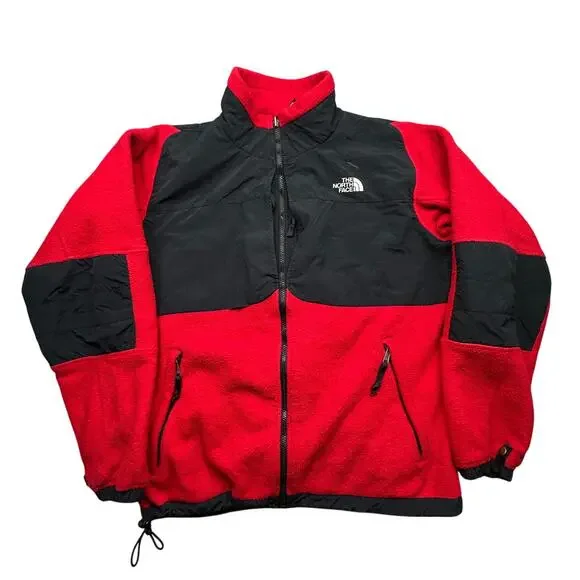 Vintage 90s The North Face Denali Fleece Red Jacket Mens Large Black Full Zip