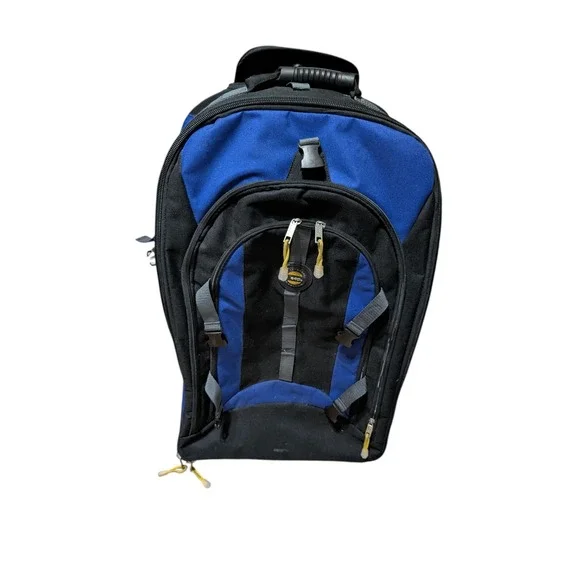 Jeep Rolling Backpack Blue Black Canvas Travel Carry On Luggage Bag