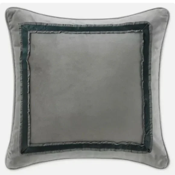 Waterford Linens Ansonia 14-Inch Square Throw Pillow in Pewter NWT