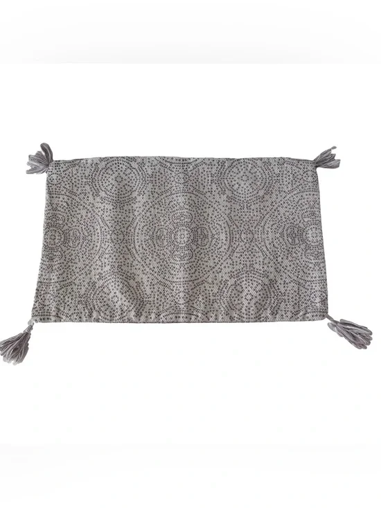 Boho pillow cover‎ heavy woven cotton tassels farmhouse neutral lumbar 26” x 15”