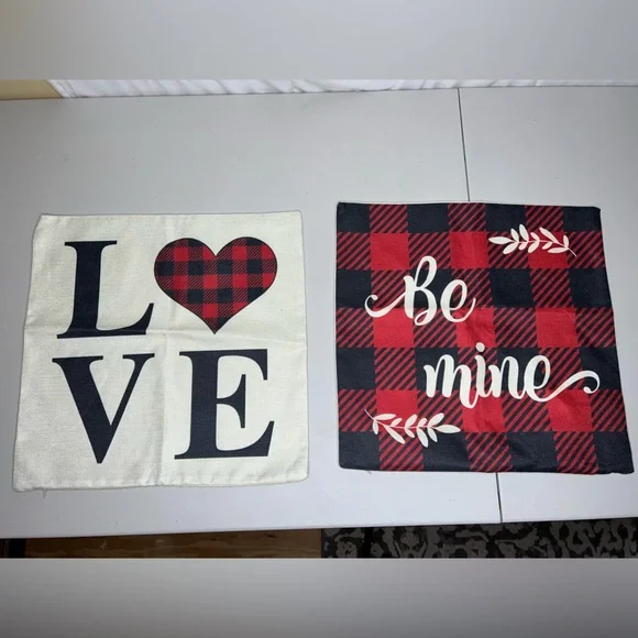 2 Plaid pillow covers‎ - Love and Be Mine Accent buffalo plaid